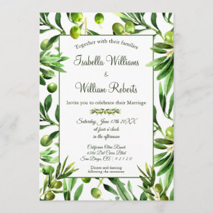 Elegant Olive Leaf Boho Garden Wedding Invitation
