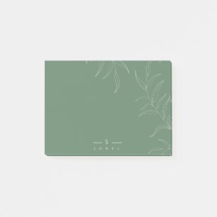 Elegant Olive leaf simple monogram post it notes