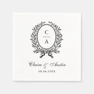 Elegant Olive Leaf Wreath Vintage Wedding Napkin