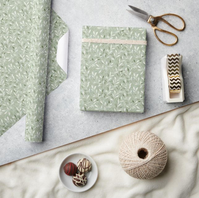 Elegant Olive Leaves Pattern Wrapping Paper (Crafts)
