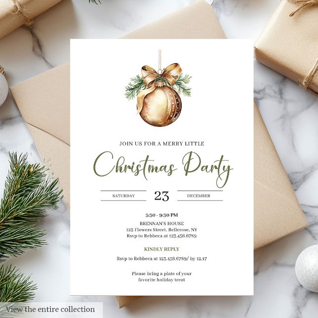 Elegant Olive Nordic Natural Palette Modern Xmas Invitation (Elegant Olive Nordic Natural Palette Modern Christmas Party)