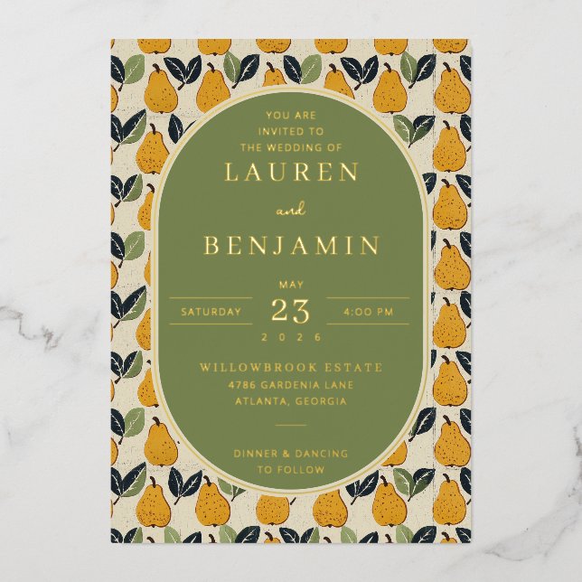 Elegant Olive Pear Illustration (Front)