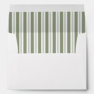Elegant Olive Sage Green Stripes Wedding Envelope