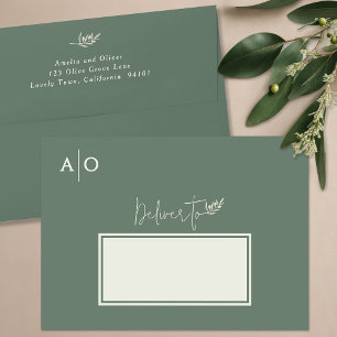 Elegant Olive Tree Branch Wedding Invitation Envelope