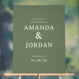 Elegant Olive Typographic Wedding Sign