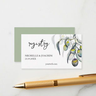 Elegant Olive Watercolor Art Enclosure Card