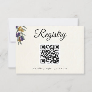 Elegant Olive Wedding Registry Enclosure Card
