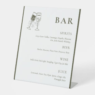 Elegant Olive wood Green Wedding Bar Sign