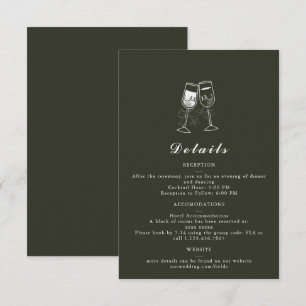 Elegant Olive wood Green Wedding Details Card