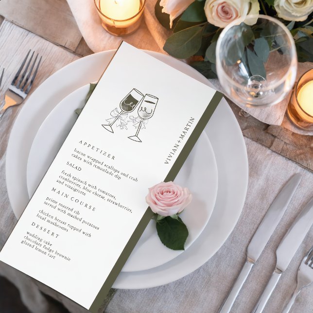 Elegant Olive wood Green Wedding Menu (Creator Uploaded)