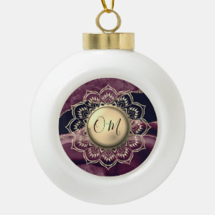 Elegant OM Mandala Marble Ceramic Ball Christma Christmas Ornament