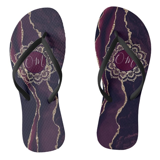 Elegant OM Mandala on Agate Jandals (Footbed)