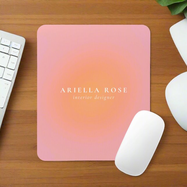 Elegant Ombre Blush Pink Clean Girly Name Mouse Pad (Creator Uploaded)