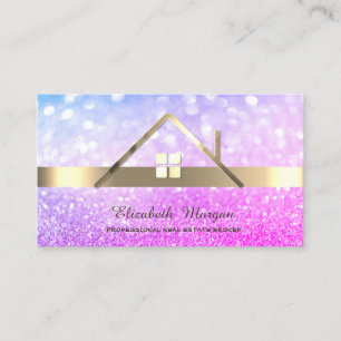 Elegant Ombre Bokeh Real Estate Broker House Roof Business Card