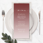 Elegant Ombre Cinnamon Red & Powder Pink Wedding Menu<br><div class="desc">Elegant Ombre Cinnamon Red & Powder Pink Wedding Reception Dinner Menus. This modern chic Menu Card is simple classic and elegant with a subtle ombre gradient fade and a pretty signature script calligraphy font with tails. Shown in the new Colorway. Available in several colour options, or feel free to edit...</div>