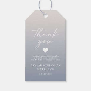 Elegant Ombre Dusty Blue & Ivory Wedding Thank You Gift Tags