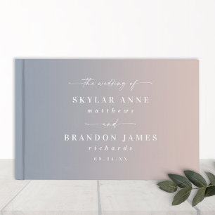 Elegant Ombre Dusty Blue & Light Pink Wedding Guest Book