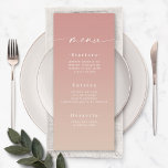 Elegant Ombre Dusty Rose Pink & Champagne Wedding Menu<br><div class="desc">Elegant Ombre Dusty Rose Pink & Champagne Wedding Reception Dinner Menus. This modern chic Menu Card is simple classic and elegant with a subtle ombre gradient fade and a pretty signature script calligraphy font with tails. Shown in the new Colorway. Available in several color options, or feel free to edit...</div>