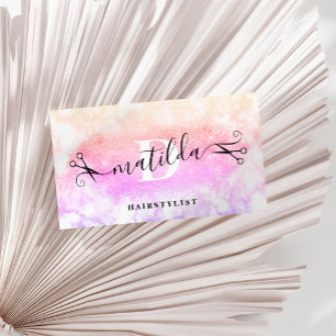 Elegant ombre glitter marble hairstylist business card