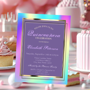 Elegant Ombre Holographic Quinceañera Invitation