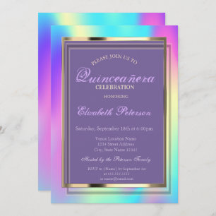 Elegant Ombre Holographic Quinceañera Invitation