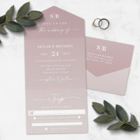 Elegant Ombre Monogram Dusty Mauve & Ivory Wedding