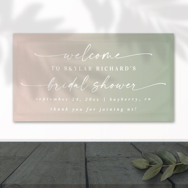Elegant Ombre Pink & Green Bridal Shower Welcome Banner (Creator Uploaded)