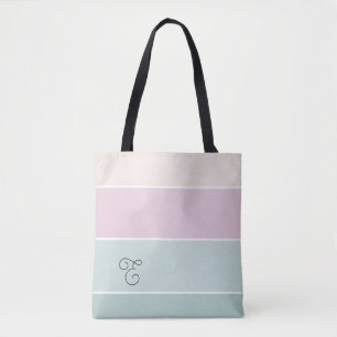 Elegant Ombre Pink Green Custom Monogram Tote Bag
