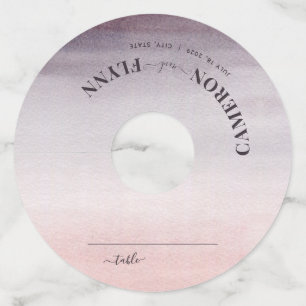 Elegant Ombre Plum Watercolor Wedding Place Card  Wine Glass Tag