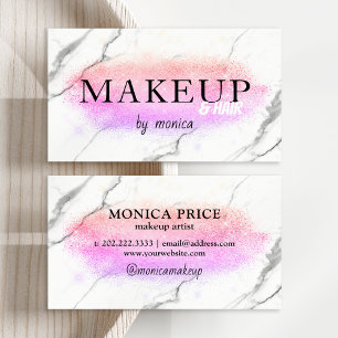 Elegant ombre purple glitter marble makeup & hair business card