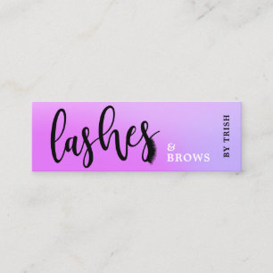 Elegant ombre purple lashes & brows handwritten mini business card