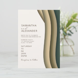 Elegant Ombre Retro Stripe Casual Backyard Wedding Invitation