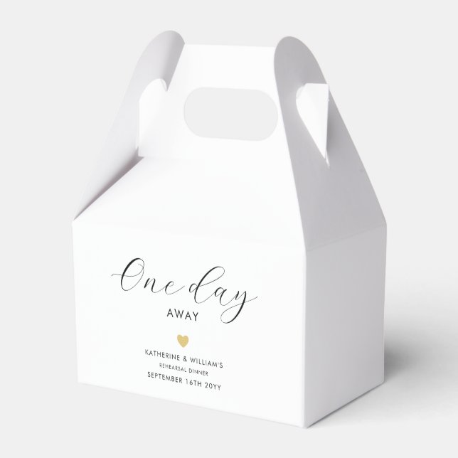 Elegant One Day Away Gold Heart Rehearsal Dinner  Favour Box (Front Side)