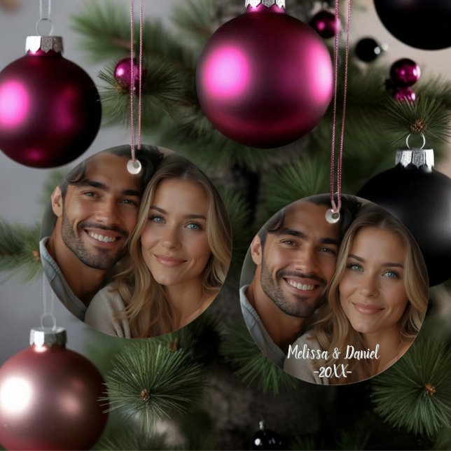 Elegant One photo Love Valentine's  Ceramic Tree Decoration (Elegant One photo Love Valentine's Ceramic Ornament)