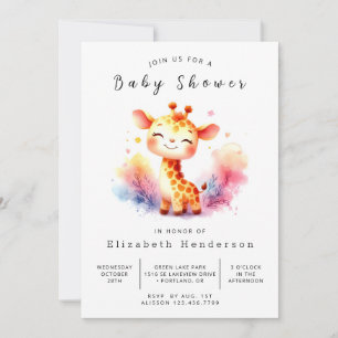 Elegant Online Giraffe Baby Shower Invitation