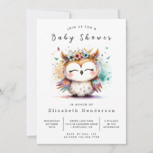 Elegant Online Owl Baby Shower Invitation
