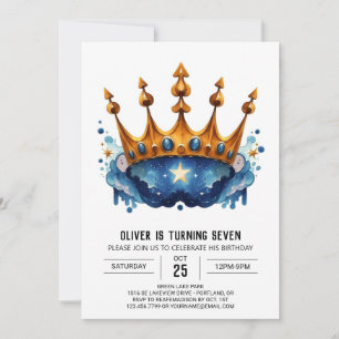 Elegant Online Prince Crown Birthday Invitation