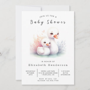 Elegant Online Swan Baby Shower Invitation