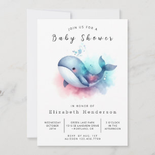 Elegant Online Whale Baby Shower Invitation