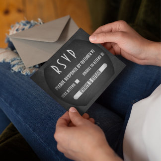 Elegant Onyx Black and White RSVP Ca Card