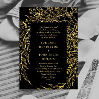 Elegant Onyx Black Tuxedo Gold Wreath Wedding