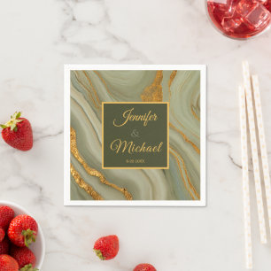 Elegant Onyx Stone With Gold Napkin