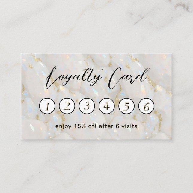 Elegant Opal Gemstone Unique Loyalty Card (Front)