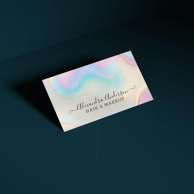 Elegant Opal Gold Details Rainbow Business Card (Elegant Opal Gold Details Rainbow Business Card)
