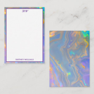 Elegant opal Monogram Initial Stationery  Card