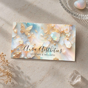 Elegant Opal Moonstone Aesthetician Luxury Skincar Business Card
