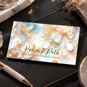 Elegant Opal Moonstone Life Coach Butterfly Business Card