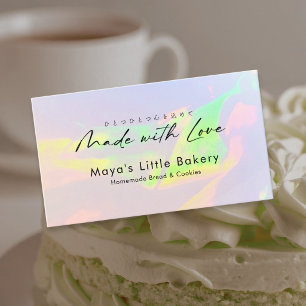 Elegant Opal Rainbow Script Bakery Business Card