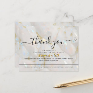 Elegant Opal Stone Custom Logo Thank You Card