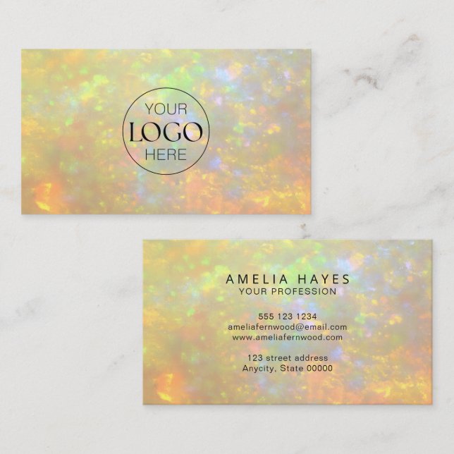 Elegant Opal Stone Texture Custom Logo Business Card (Front/Back)